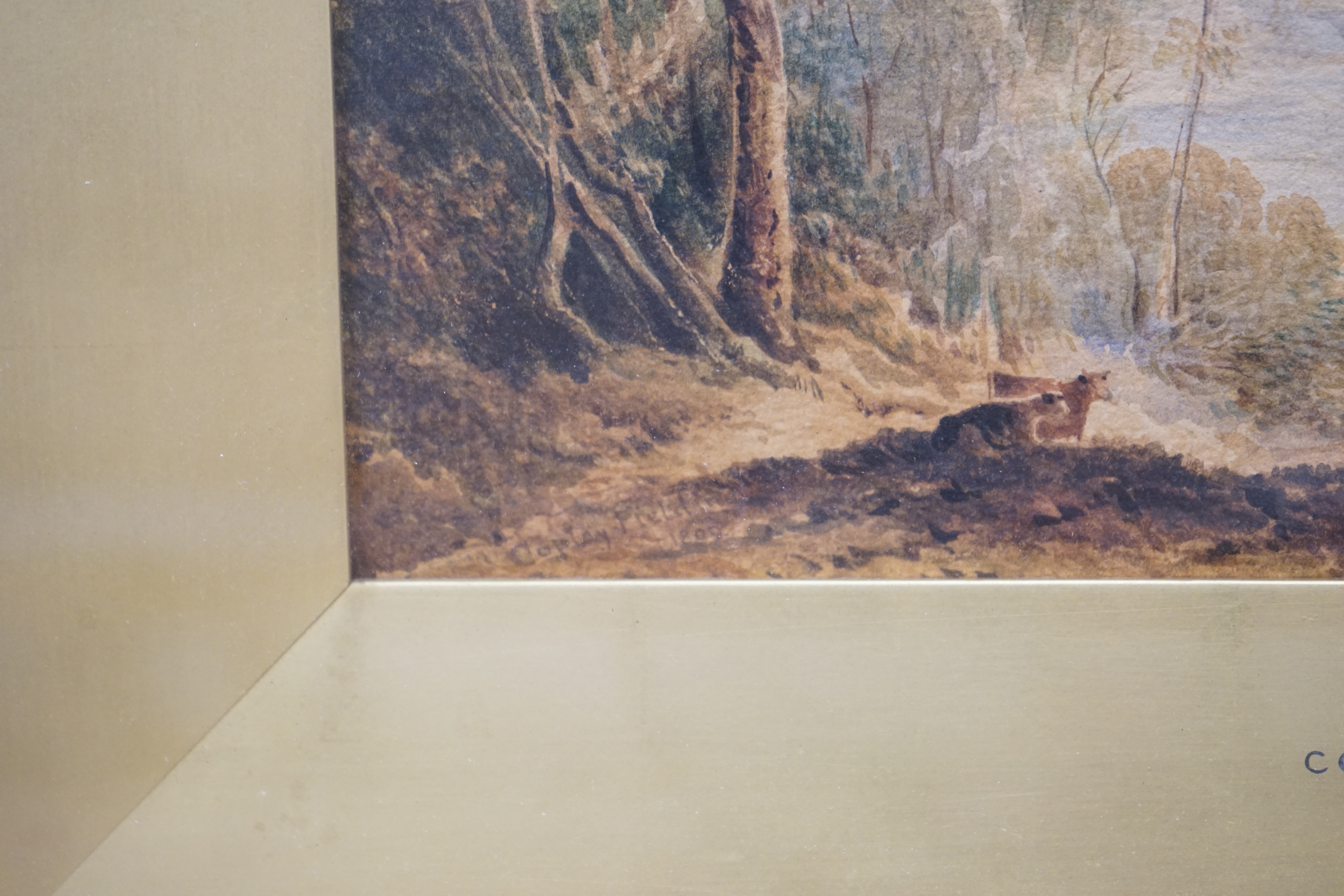 Copley Fielding (1787-1855), watercolour, Pastoral landscape with cattle, signed and dated 1809, 19 x 29cm, gilt framed. Condition - fair